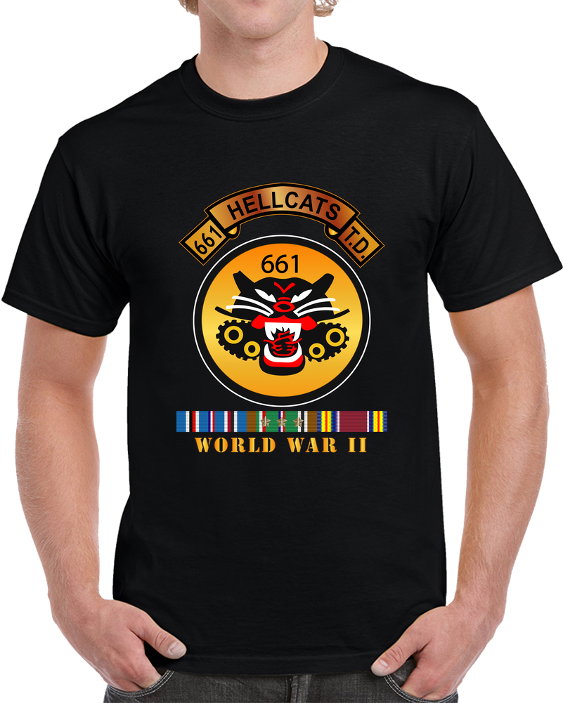 Army - 661st Tank Destroyer Bn W Scroll EUR SVC WWII T Shirt