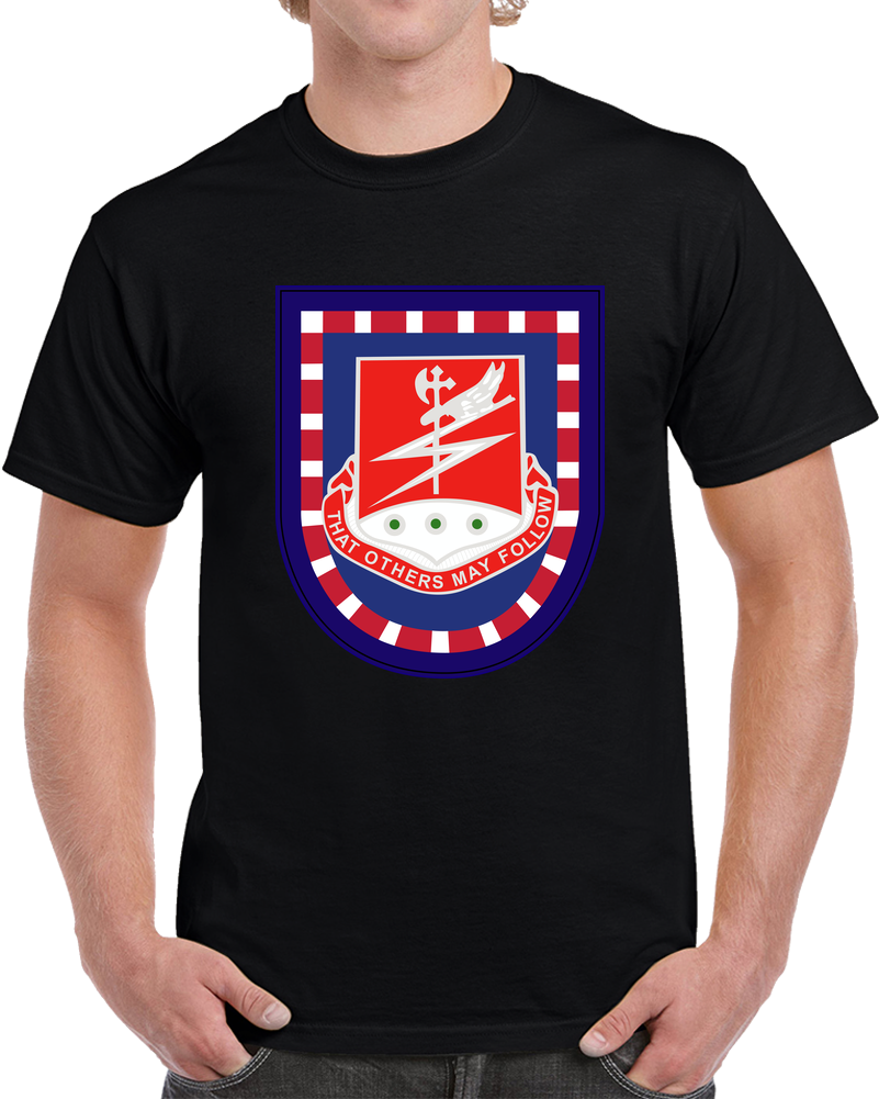 Army - Flash W 127th Airborne Engineer Bn DUI Wo Txt T Shirt