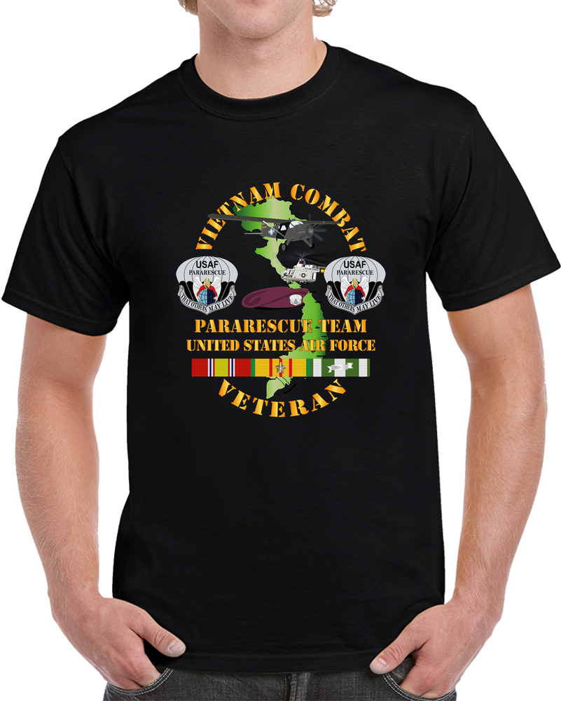 USAF - Vietnam Combat Veteran W Pararescue Huskie T Shirt