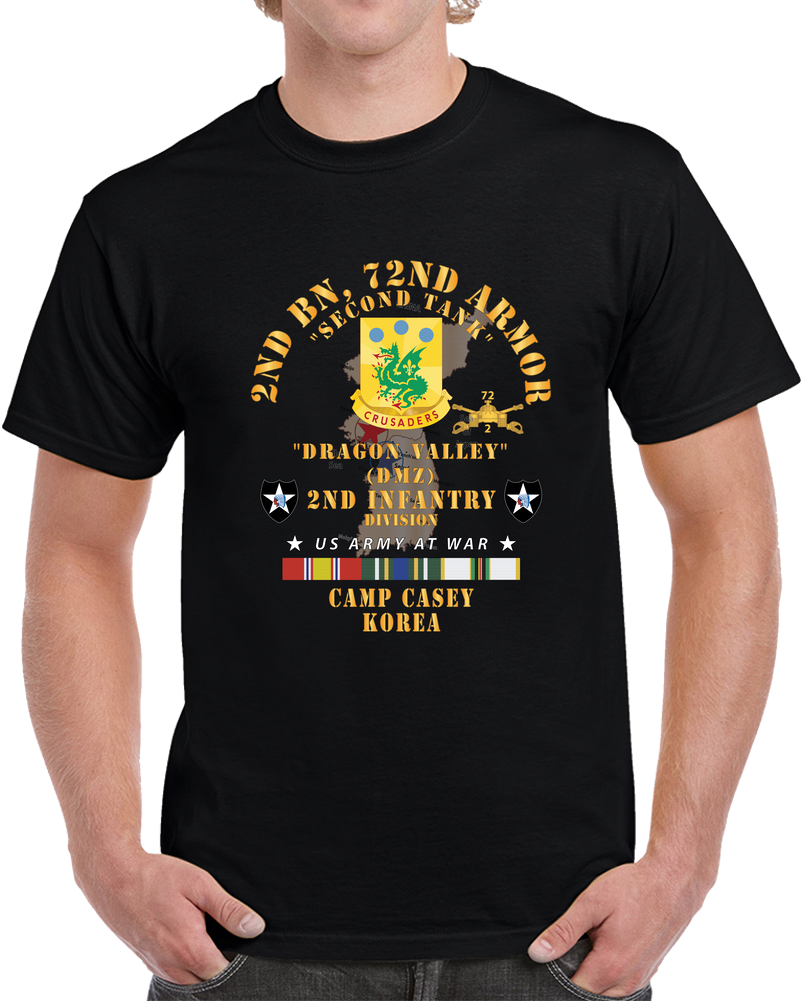 Army - Korea Map - 2nd Bn, 72nd Armor, Second Tank, Dragon Valley, DMZ, 2nd Infantry Division- W KOREA - COLD SVC X 300 T Shirt