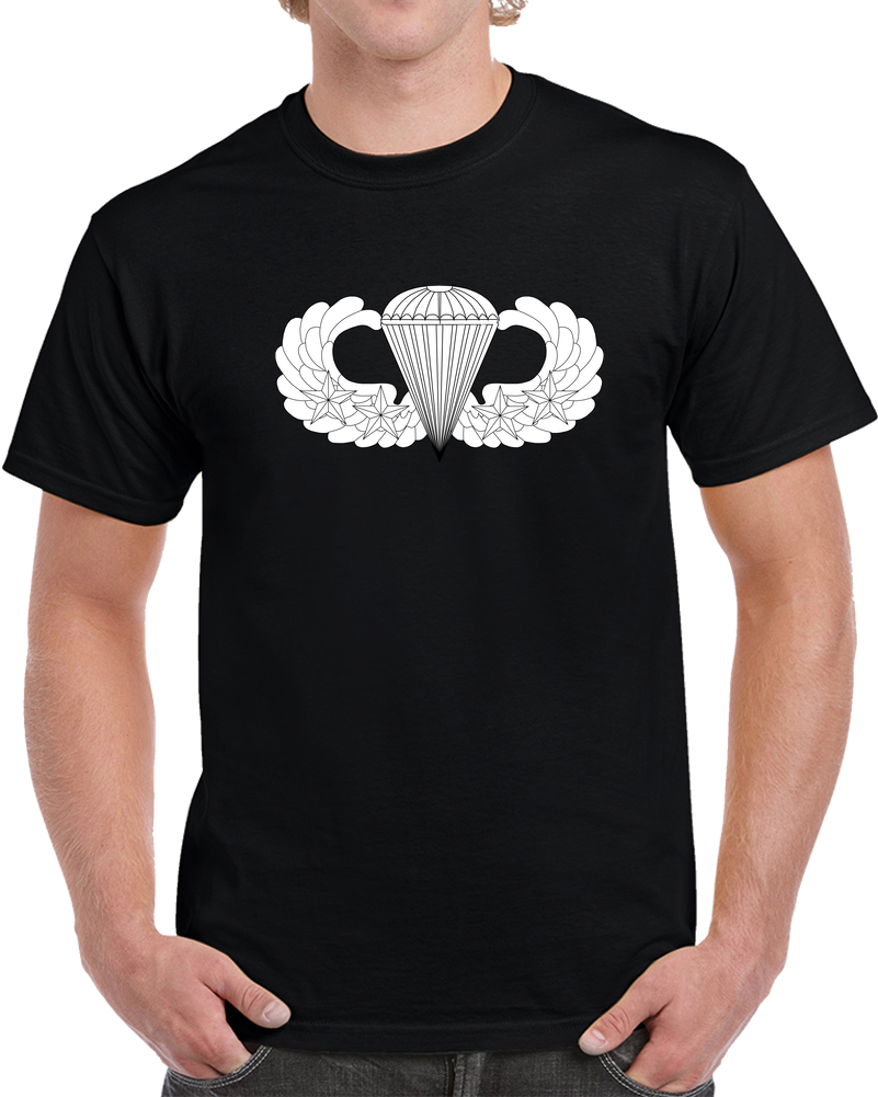 Badge - Army - Parachutist - Basic - 4 Combat Star - LA X 300 T Shirt