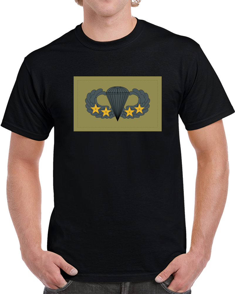 Badge - Army - Parachutist - Basic - 4 Combat Star - Subdued X 300 T Shirt