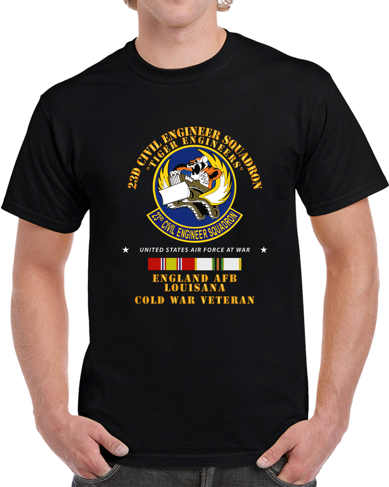 USAF - 23d Civil Engineer Squadron - Tiger Engineers - England AFB  W COLD SVC T Shirt