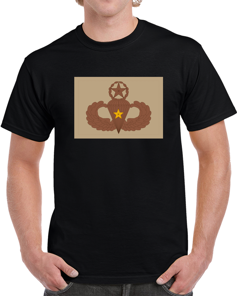 Badge - Army - Parachutist - Master - 1 Combat Star - Subdued - Desert X 300 T Shirt