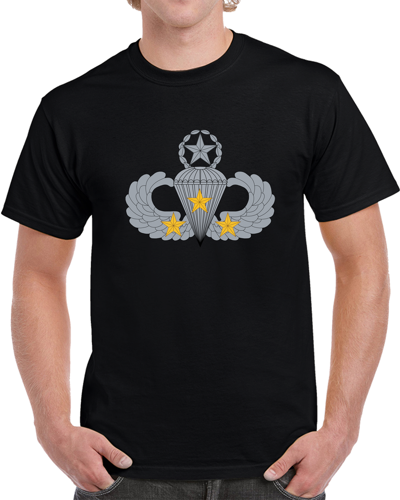 Badge - Army - Parachutist - Master - 3 Combat Star X 300 T Shirt