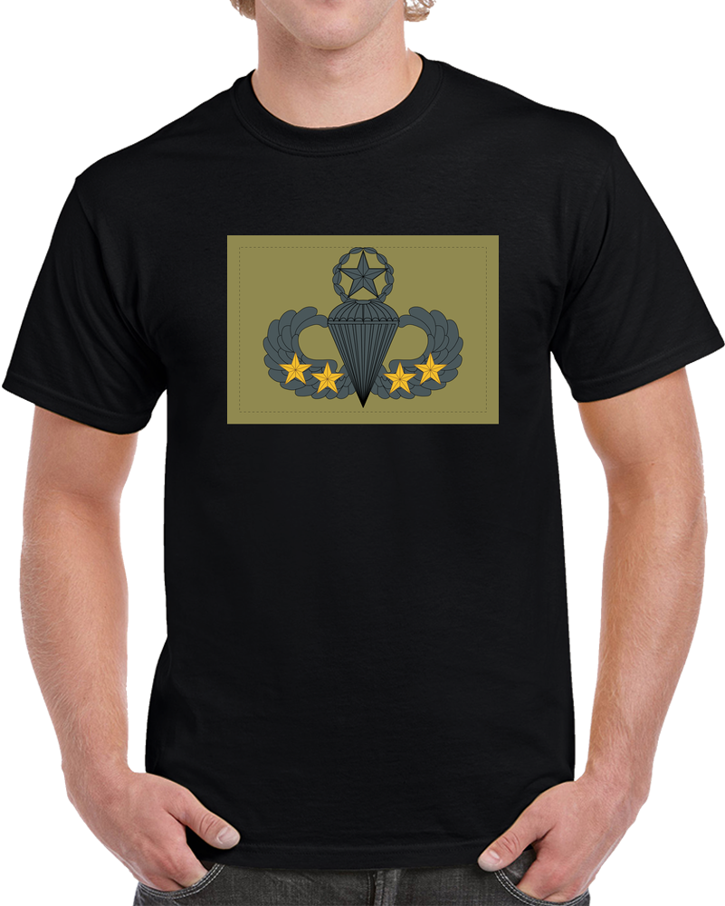 Badge - Army - Parachutist - Master - 4 Combat Star - Subdued X 300 T Shirt