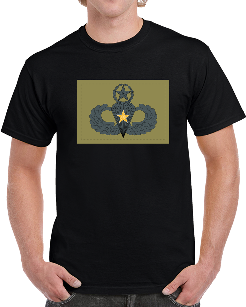 Badge - Army - Parachutist - Master - 5 Combat Star - Subdued X 300 T Shirt