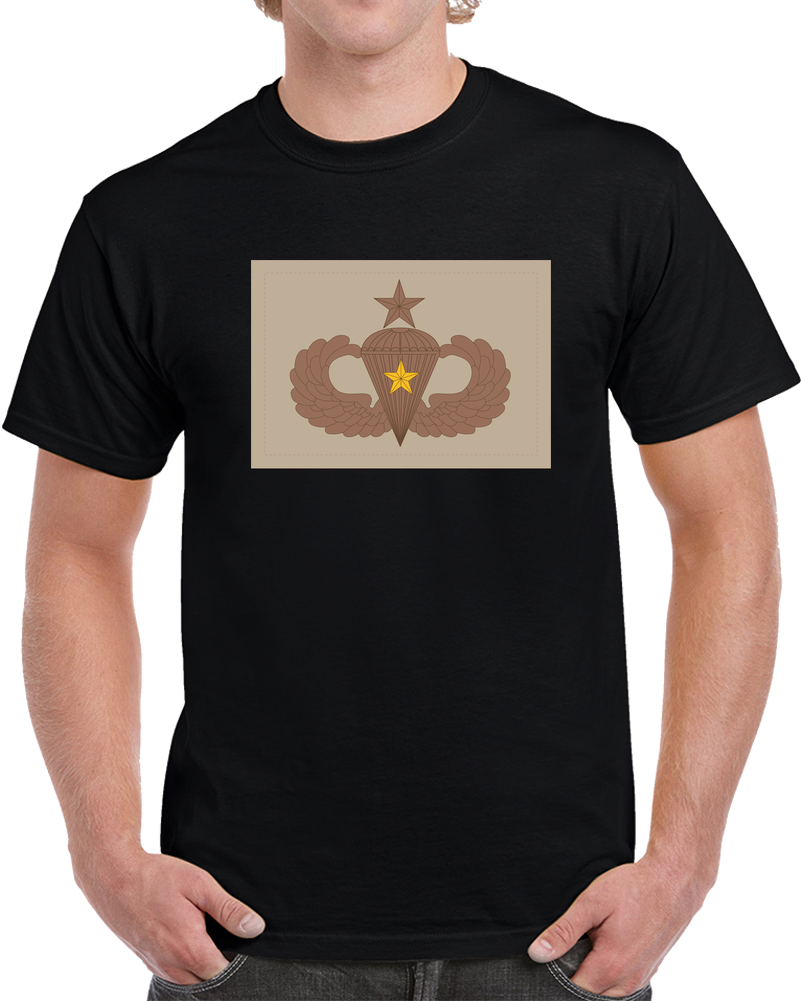 Badge - Army - Parachutist - Senior - 1 Combat Star - Subdued - Desert X 300 T Shirt