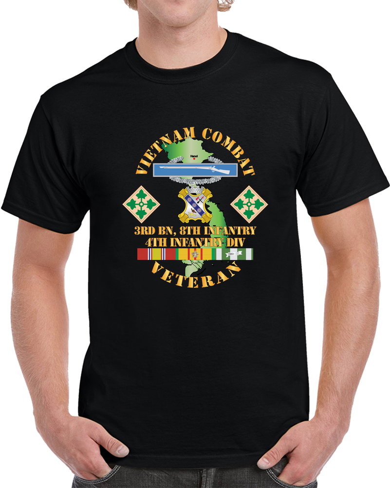 Army - Vietnam Combat Infantry Veteran W 3rd Bn 8th Inf - 4th ID SSI X 300 T Shirt