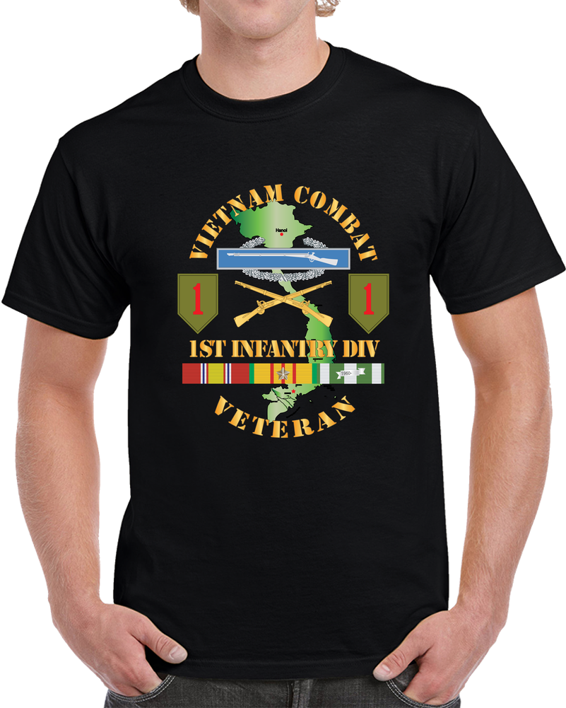 Army - Vietnam Combat Infantry Veteran W 1st Inf Div SSI X 300 T Shirt