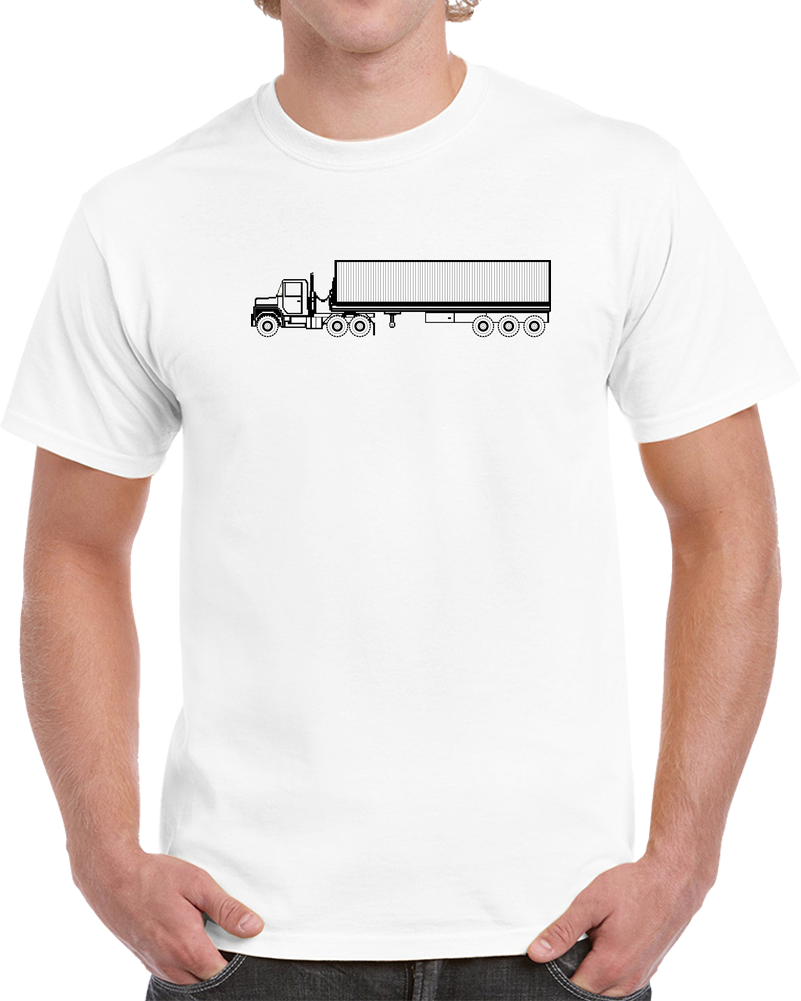 Vehicle - M915 Tractor With M872 - 40 Ft Container - Side - BW X 300 T Shirt