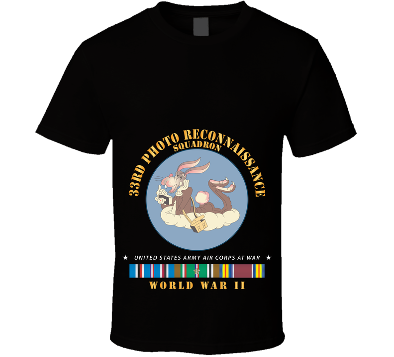 AAC - 33rd Photo Reconnaissance Squadron - WWII W EU SVC X 300 T Shirt