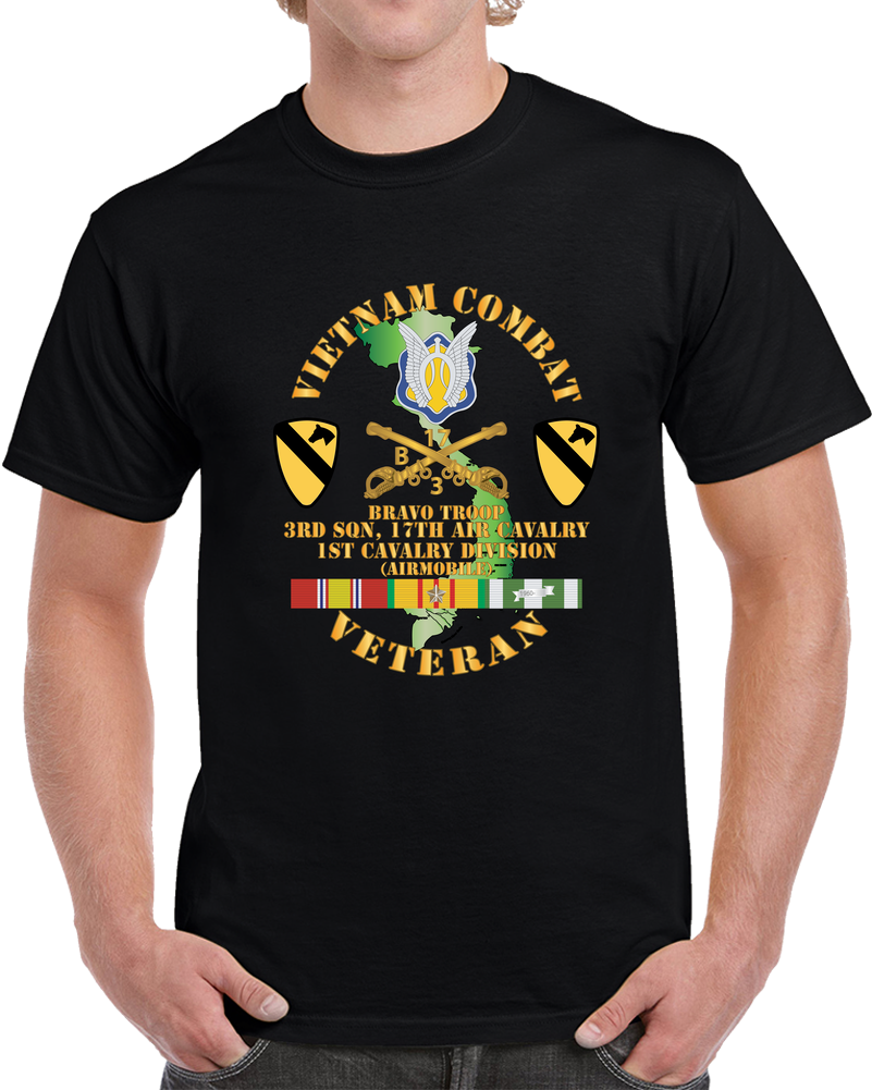 Army - Vietnam Combat Cavalry Vet W Bravo - 3rd Sqn 17th Air Cav - 1st Cav Div SSI T Shirt