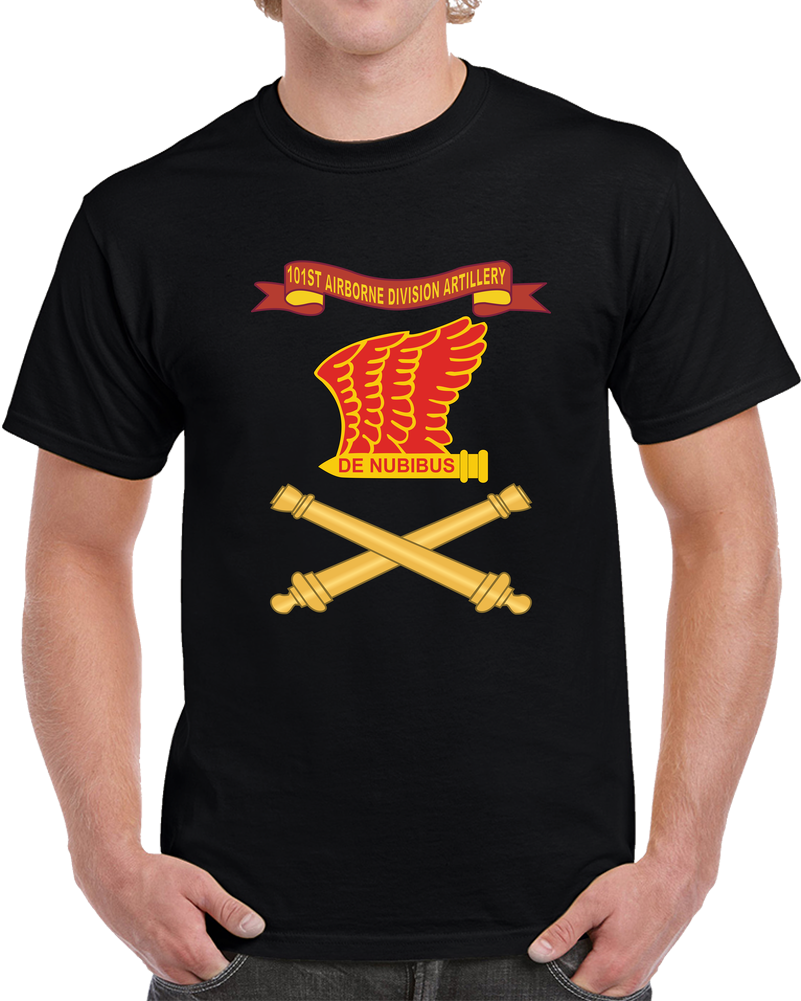 Army - 101st Airborne Division Artillery (DIVARTY) - DUI W Ribbon - Br X 300 T Shirt