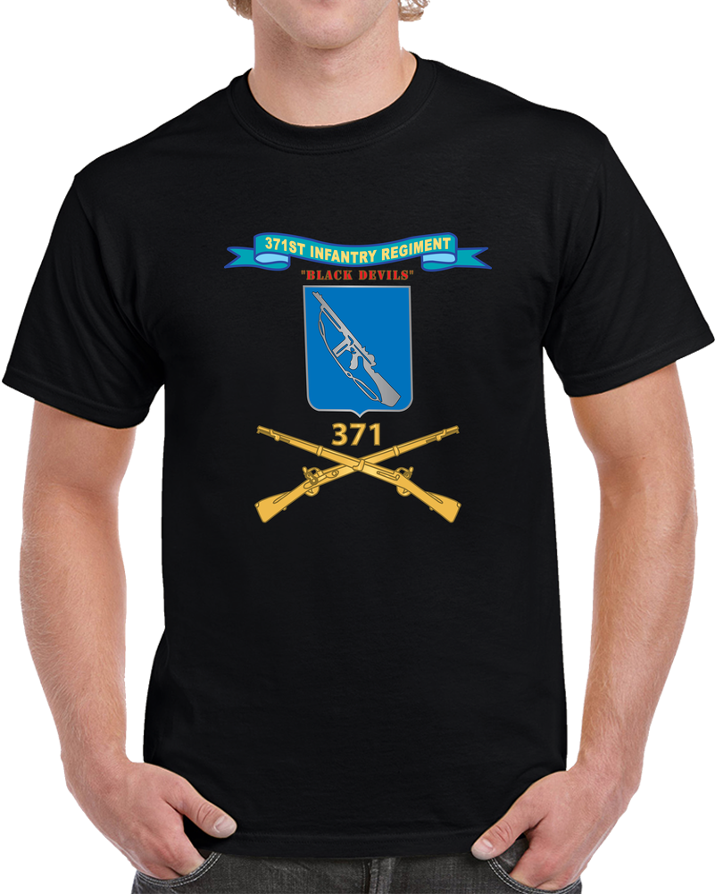 Army - 371st Infantry Regiment - Black Devils W Ribbon - Br X 300 T Shirt