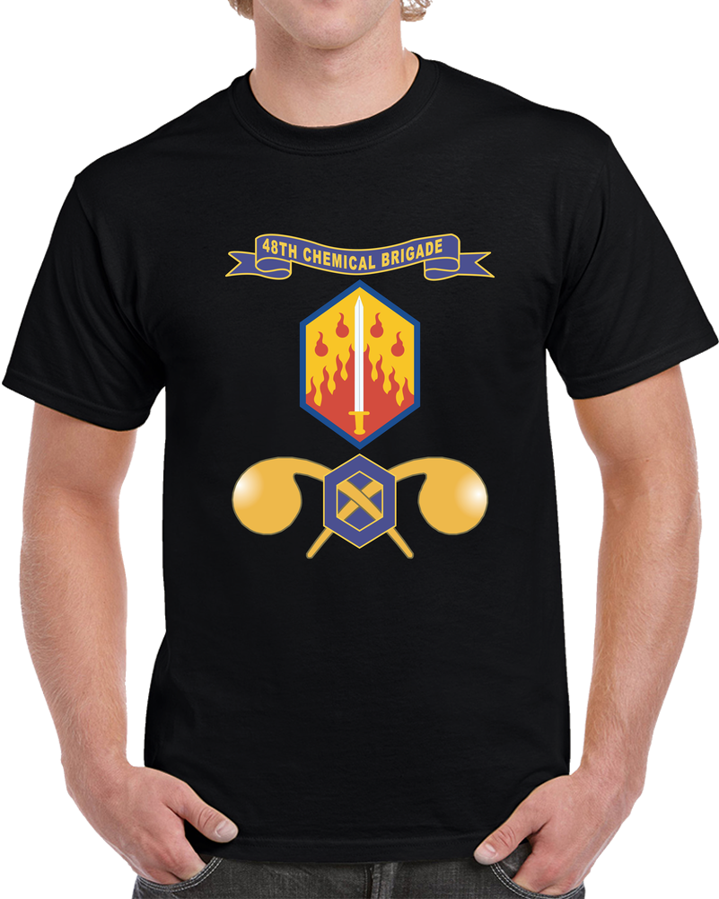 Army - 48th Chemical Brigade - SSI W Ribbon - Br X 300 T Shirt