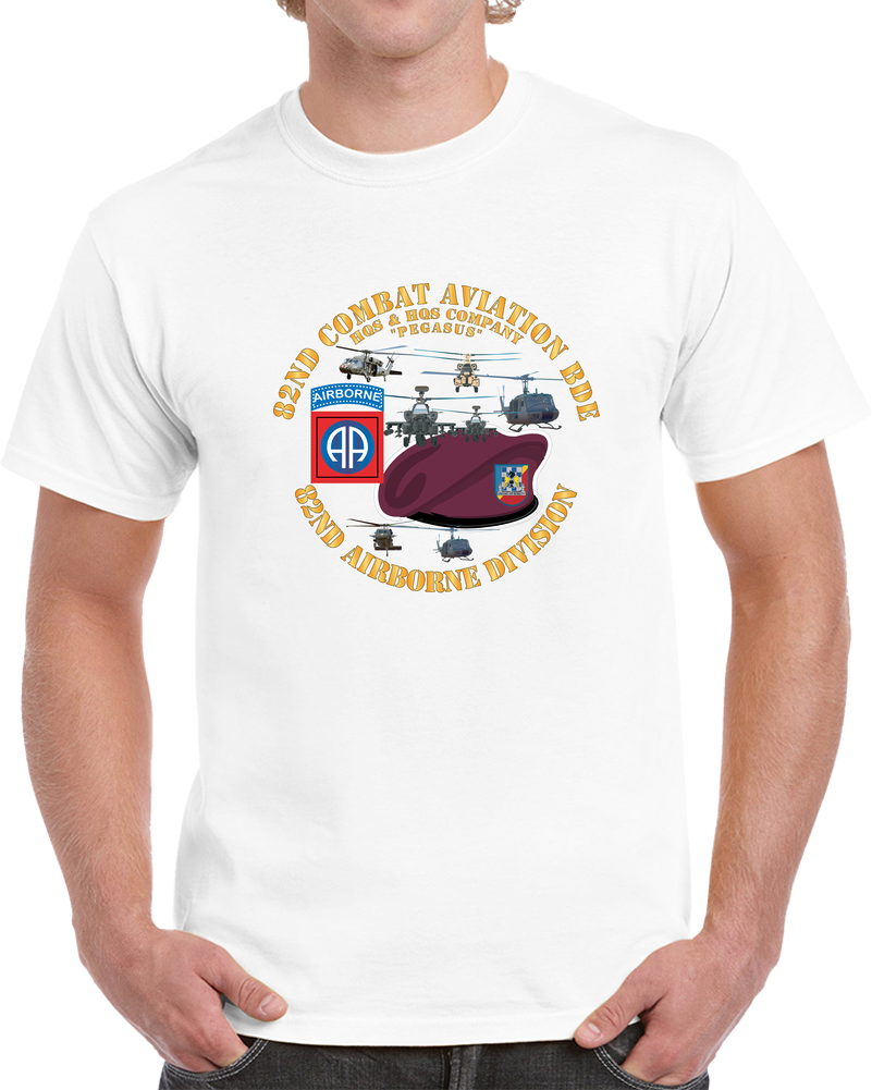 Army - 82nd Combat Avn Bde - Beret W Flash W Helicopters X 300 T Shirt