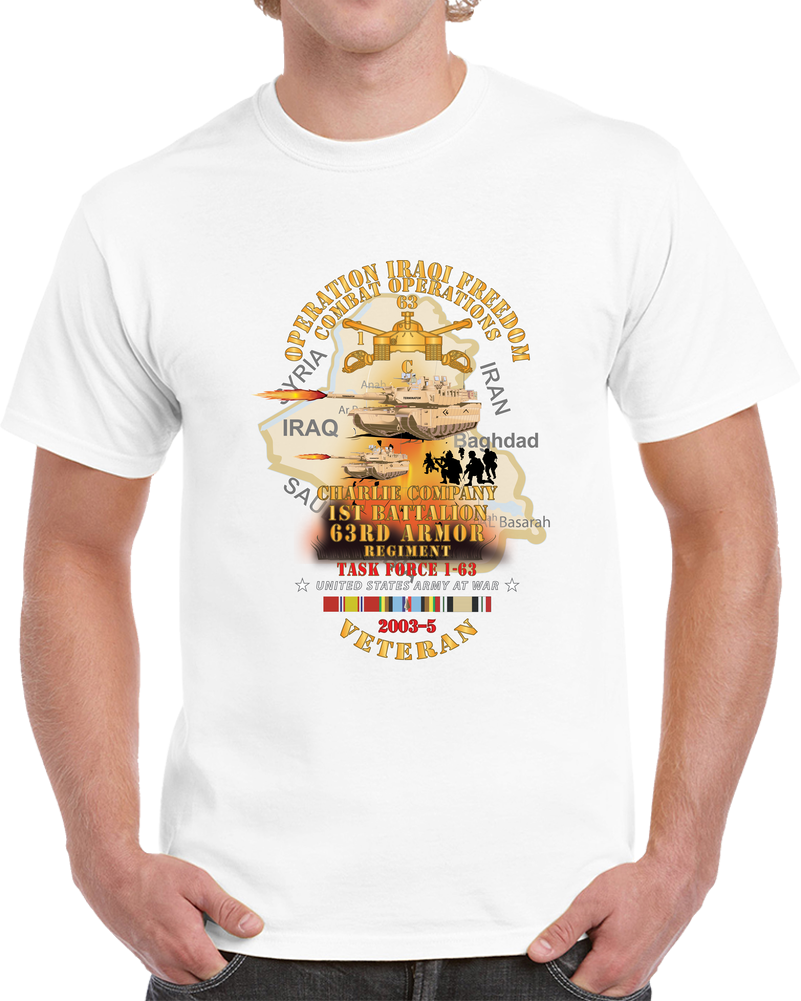 Army - C Co, 1st Bn, 63rd Armor, OIF - 2003-5 W IRAQ SVC X 300 T Shirt