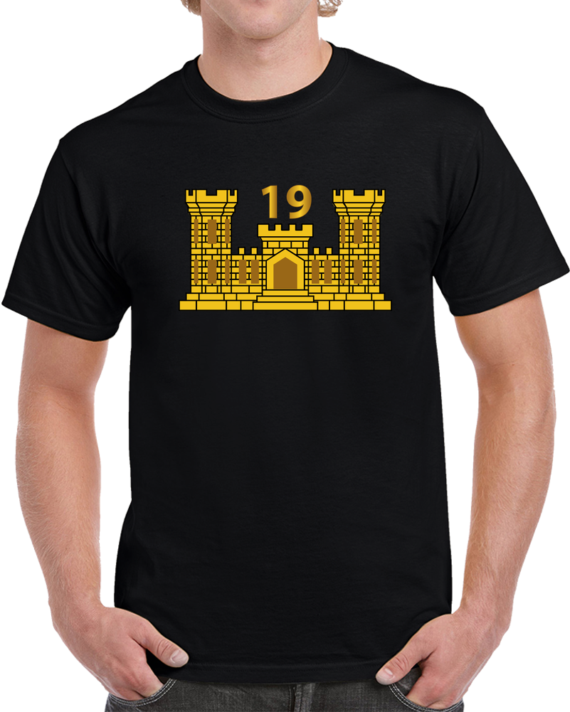 Army - 19th Engineer Battalion W Number Wo Txt T Shirt