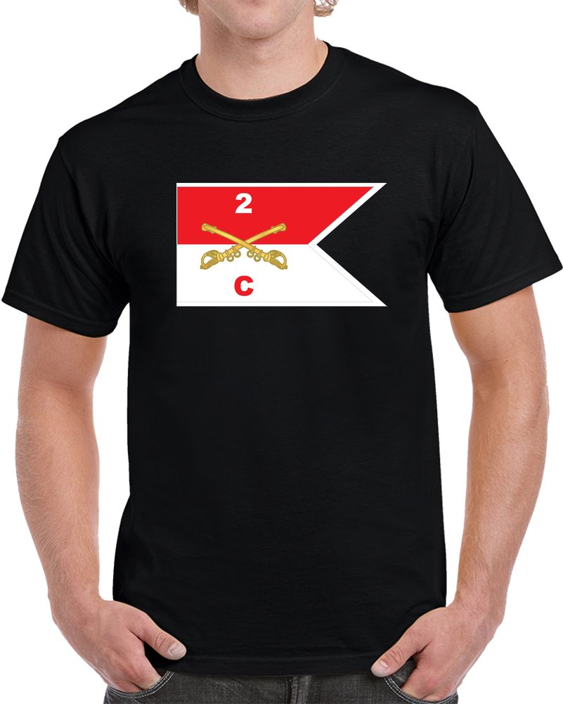 Army - Charlie Troop - 2nd Cavalry Guidon W White Boundries X 300 T Shirt
