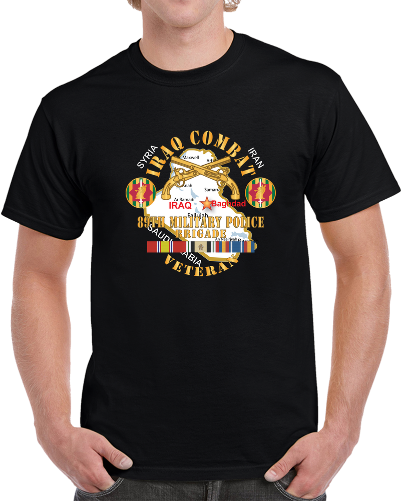 Army - 89th Military Police Brigade - Iraq Combat Veteran - SSI - Br W IRAQ SVC X 300 T Shirt