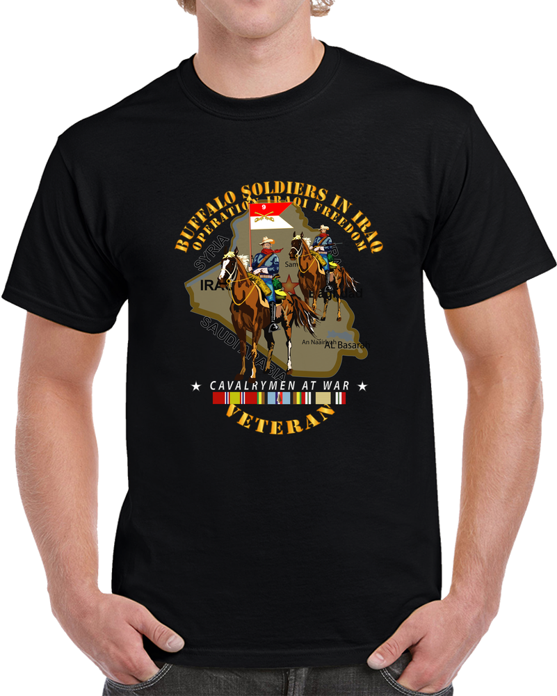 Army - Buffalo Soldiers in Iraq - OIF - Cavalrymen at War  w IRAQ SVC T Shirt