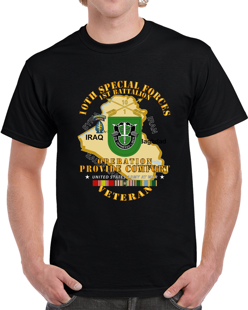 Army - Operation Provide Comfort -  1st Bn 10th SFG w COMFORT SVC T Shirt