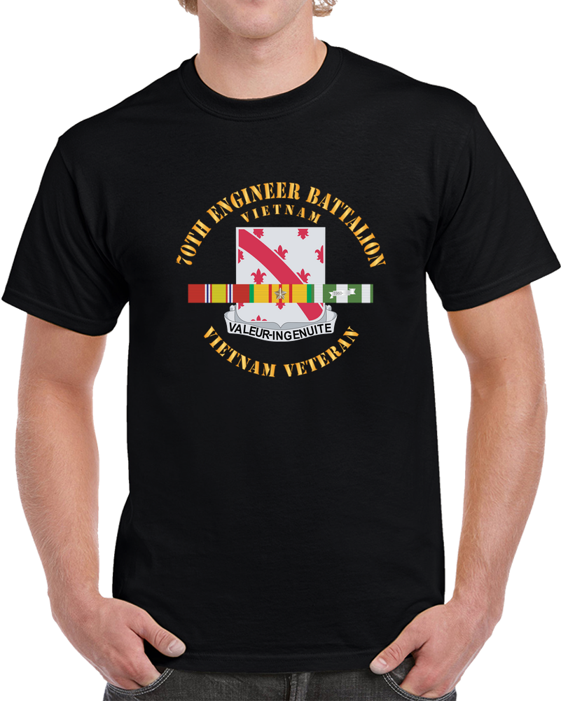 Army - 70th Engineer Battalion VN SVC Ribbons X 300 T Shirt