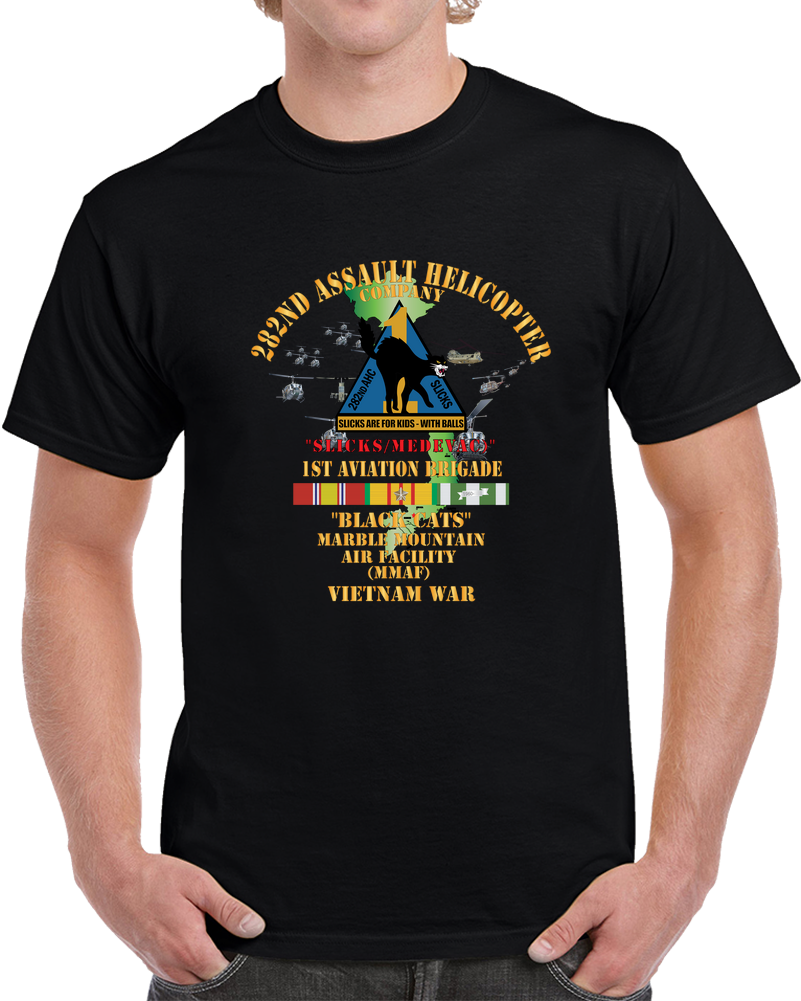 Army - 282nd Assault Helicopter Company - Black Cats - Marble Mountain, W VN SVC X 300 T Shirt