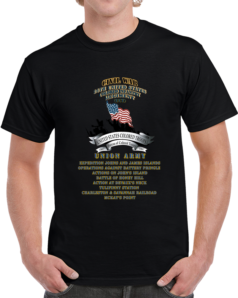 Civil War - 26th United States Colored Infantry Regiment With USCT Bureau Banner - USA X 300 T Shirt
