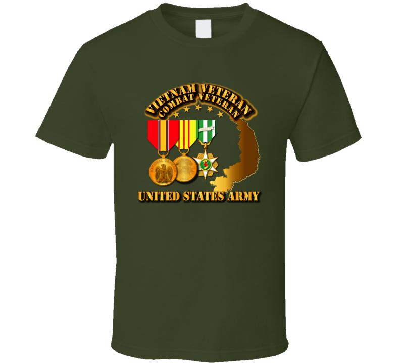Vietnam  Veteran - w Medals - VN Map T Shirt