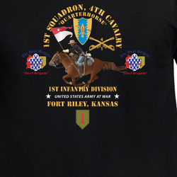 Army - 1st Squadron, 4th Cavalry - 1st Inf Div - Devil Bde - Ft Riley, KS W Rider - V1 X 300 T Shirt 40344209