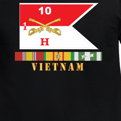 Army - Hotel Troop - 1st Squadron, 10th Cavalry Guidon W White Boundries - Vietnam W VN SVC X 300 T Shirt 40344273