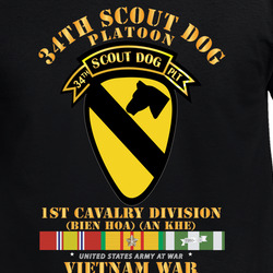 Army - 34th Scout Dog Platoon 1st Cav W Tab - VN SVC X 300 T Shirt 40345079