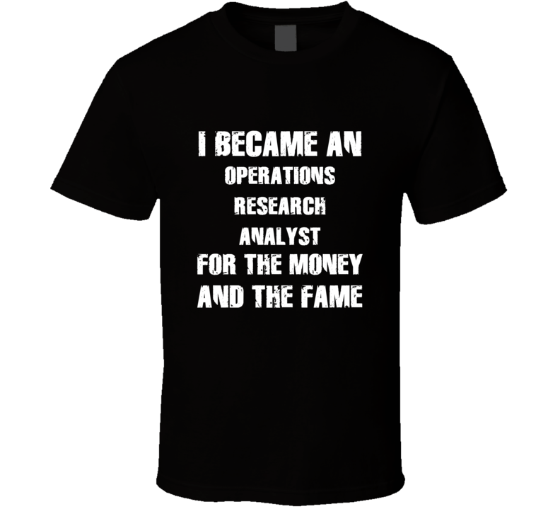 I Became An Operations Research Analyst  For The Fame And The Money Fu