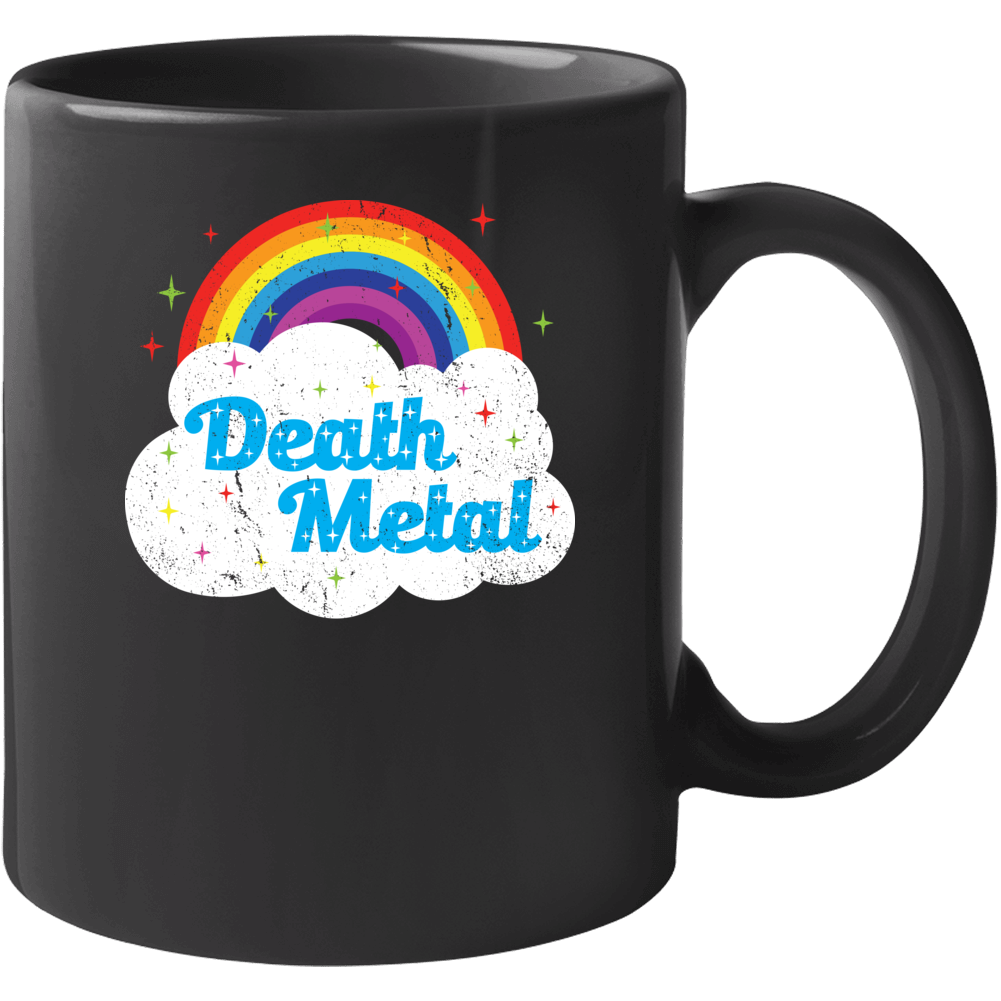 Death Metal Sparkle Rainbows Funny Distressed Mug