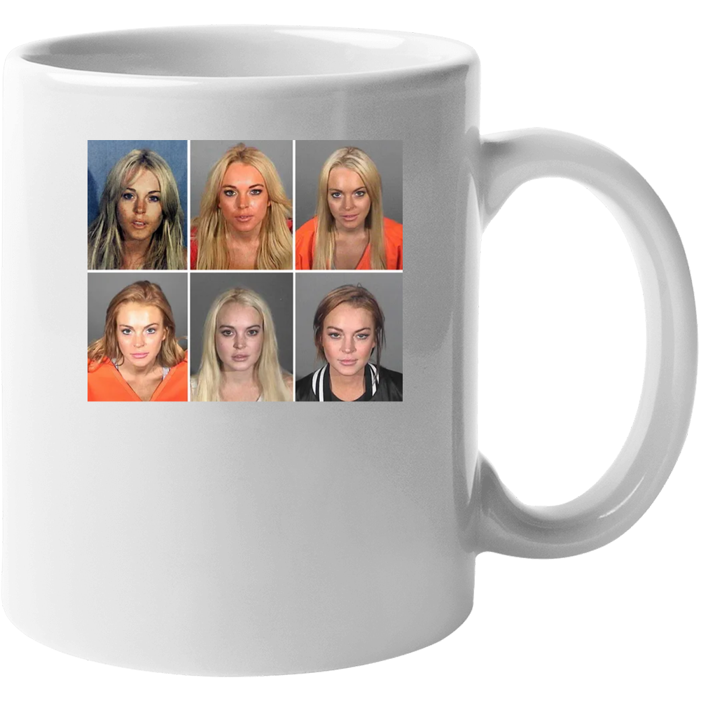 Lindsay Lohan Mashup Celebrity Mugshot Vintage Grunge Look Fan Mug