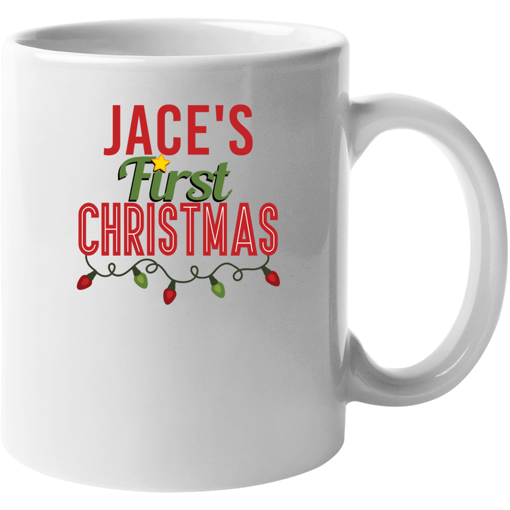 Jace First Christmas Cute Personalized Name Holiday Gift Mug Jace First Christmas Cute Personalized Name Holiday Gift Mug