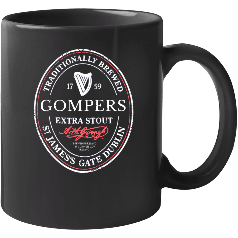 Gompers Irish Beer Label St Patricks Day Guinness Parody Grunge Mug Gompers Irish Beer Label St Patricks Day Guinness Parody Grunge Mug