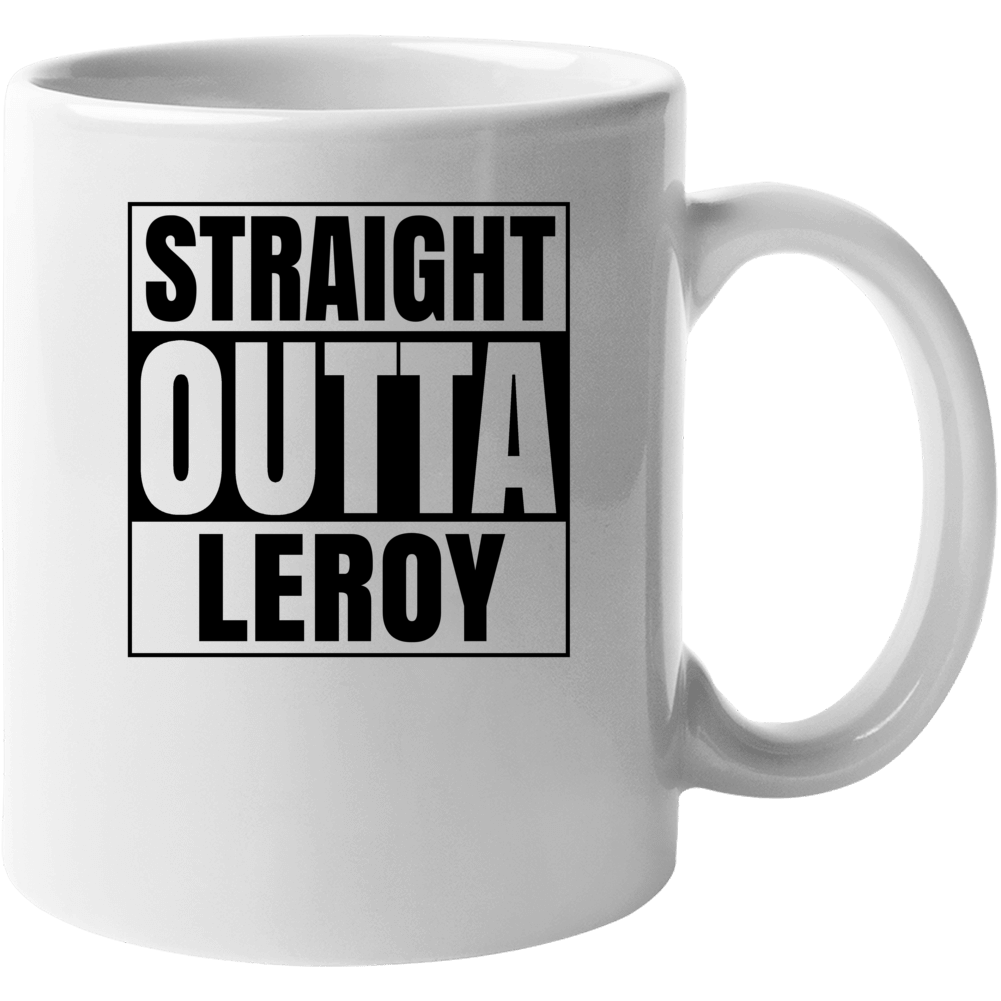 Straight Outta Leroy Indiana City Compton Parody Mug