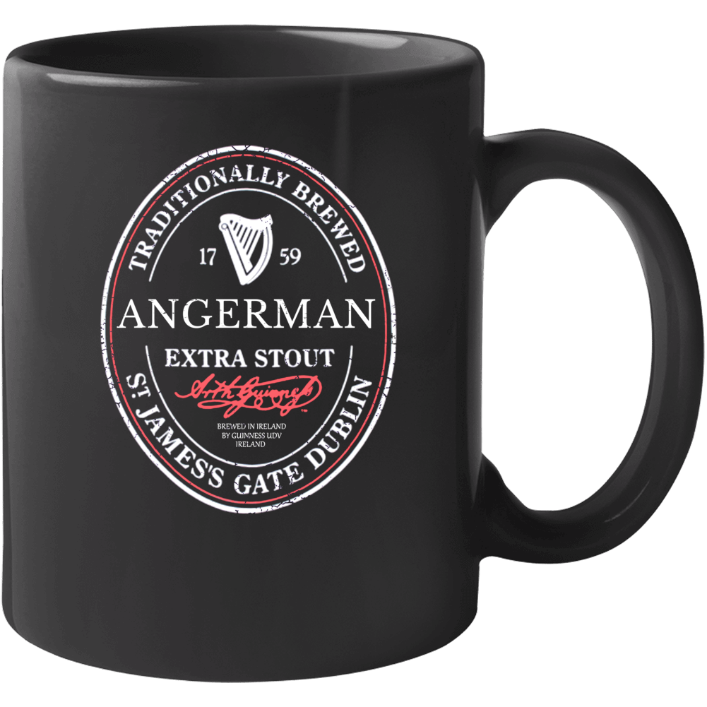 Angerman Irish Beer Label St Patricks Day Guinness Parody Grunge Mug Angerman Irish Beer Label St Patricks Day Guinness Parody Grunge Mug