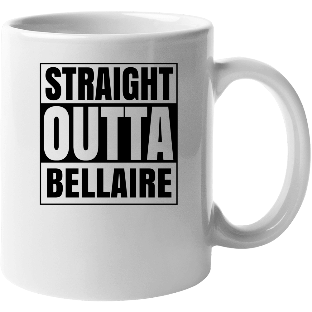 Straight Outta Bellaire Michigan City Compton Parody Mug Straight Outta Bellaire Michigan City Compton Parody Mug