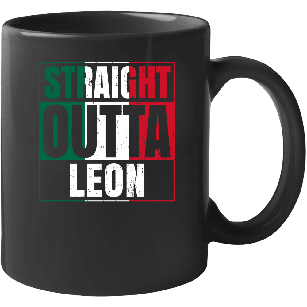 Straight Outta Leon Mexican City Mexico Grunge Parody Mug