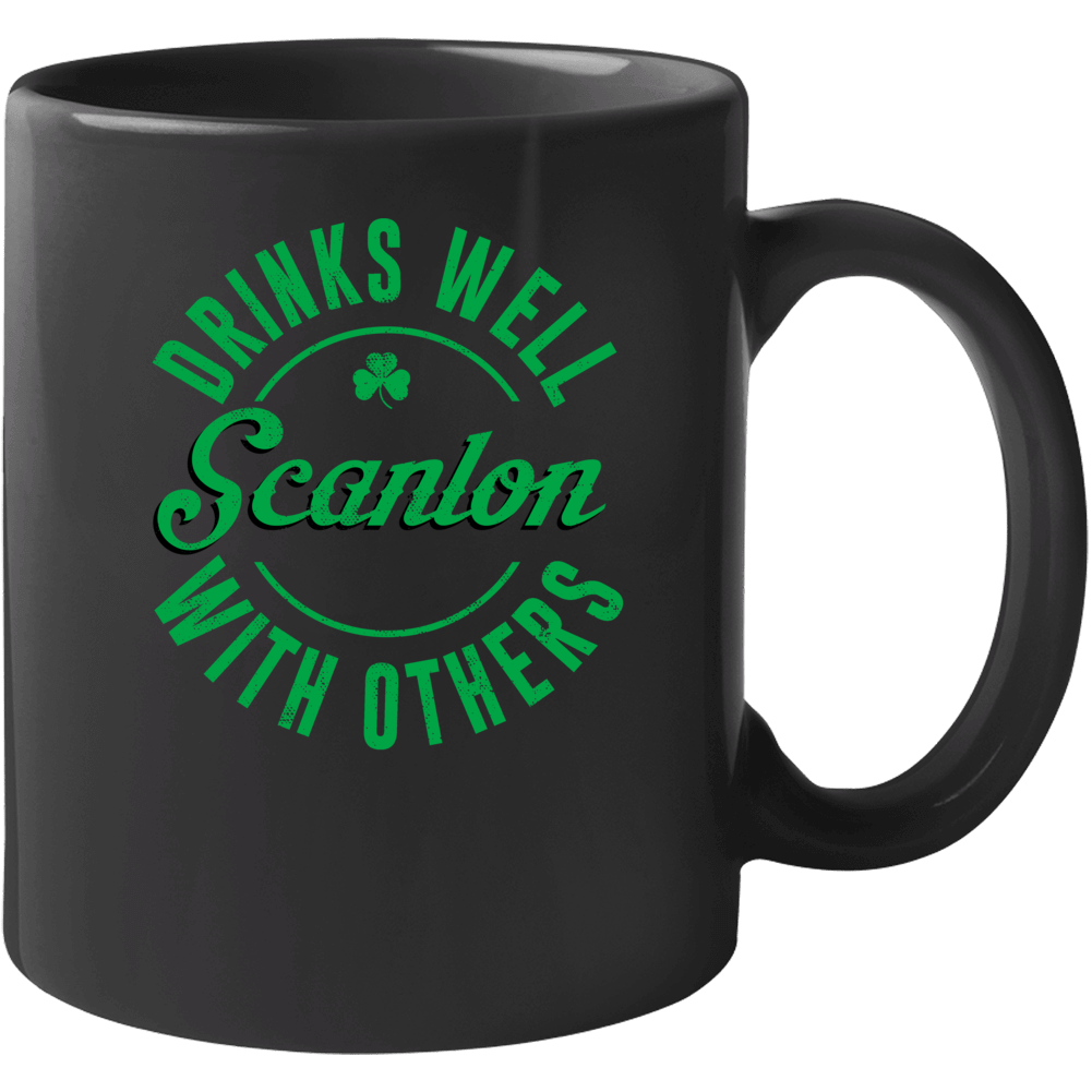 Scanlon Drinks Well With Others Beer Funny St Patricks Day Pub Party M