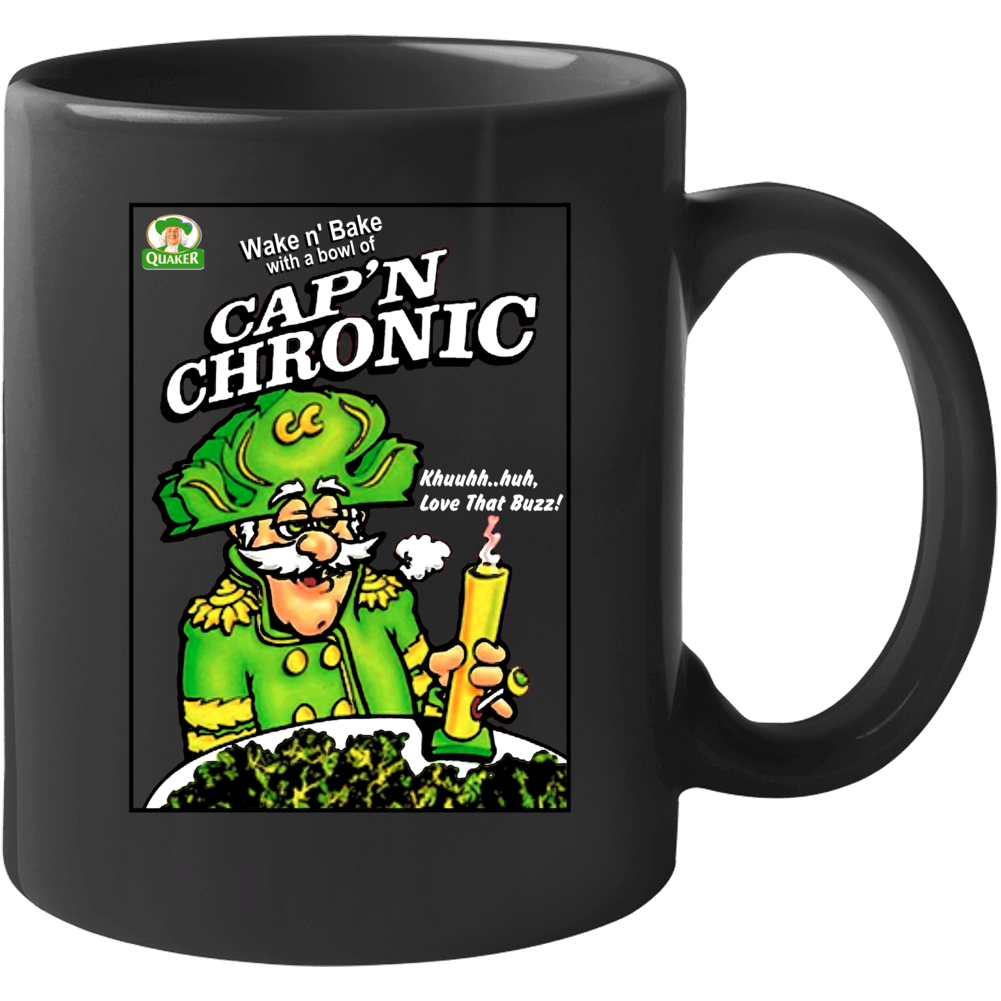 Cap'n Chronic Captain Crunch Weed Stoned Bong Parody Quaker Cearal Mug