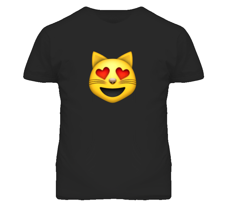 Smiling Cat Face Heart Eyes Apple Iphone Texting Emoji Funny T Shirt