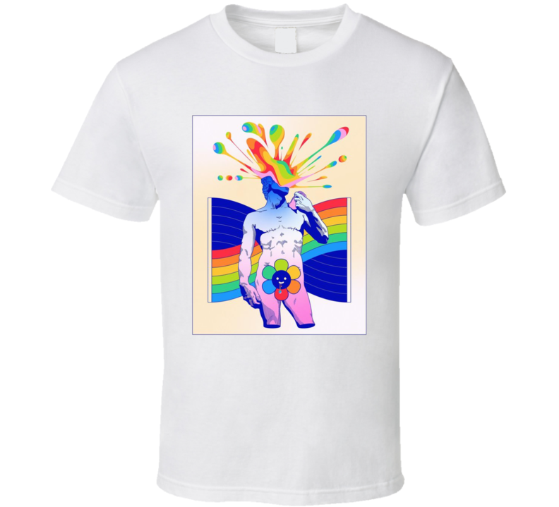 Trans David Of Michelangelo Lgbtq Pride Top Surgery Scars Psychedelic Rainbow Trippy Wavy Art T Shirt