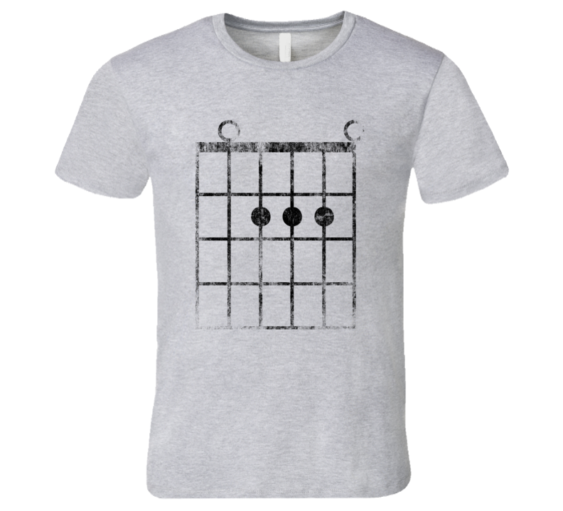 Guitar Fret A-Major Chord T-Shirt Faded Funny Music Jazz Rock and Roll Musician Tshirt