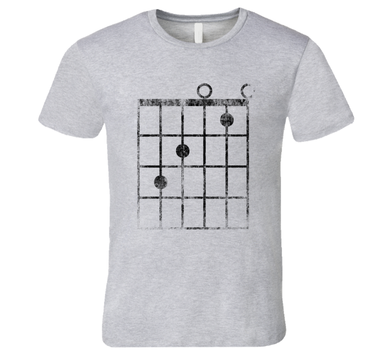 Guitar Fret C-Major Chord T-Shirt Faded Funny Music Jazz Rock and Roll Musician Tshirt