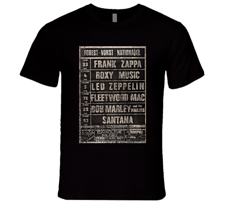 Led Zeppelin Frank Zappa Rock Concert Vintage Poster Faded T-Shirt Led Zeppelin Frank Zappa Rock Concert Vintage Poster Faded T-Shirt